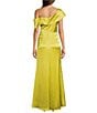 Alex Marie Jenni One Shoulder Asymmetrical Satin Gown, Color:Citrine - Image 2