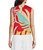 Color:Red Palm - Image 2 - Remi Boat Neck Sleeveless Blouse