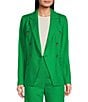 Color:Emerald - Image 1 - Romi Stretch Linen Blend Long Sleeve Coordinating Button Front Blazer Jacket
