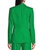 Color:Emerald - Image 2 - Romi Stretch Linen Blend Long Sleeve Coordinating Button Front Blazer Jacket