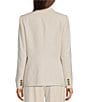 Color:Sand Stripe - Image 2 - Romi Stretch Linen Sand Stripe Long Sleeve Coordinating Button Front Blazer Jacket