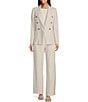 Color:Sand Stripe - Image 3 - Romi Stretch Linen Sand Stripe Long Sleeve Coordinating Button Front Blazer Jacket