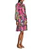 Color:Fandango - Image 3 - Rosalia Floral Print Slit Long Sleeve Mock Neck Tiered A-Line Dress