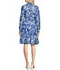 Color:Cobalt Print - Image 2 - Rosalia Floral Print Slit Long Sleeve Mock Neck Tiered A-Line Dress