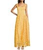 Alex Marie Rosalyn Lace Square Neck Sleeveless Fit and Flare Gown, Color:Butter - Image 1