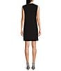 Color:Black - Image 2 - Sandy Crepe Sleeveless Round Neck Shift Dress