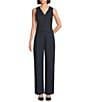 Alex Marie Scottie Novelty Stripe Suiting Flat Front Full Length Straight Leg Pants, Color:Navy Stripe - Image 3