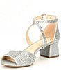 Color:Silver - Image 4 - Seyland Rhinestone Cross Strap Ankle Strap Block Heel Sandals