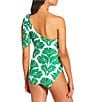 Alex Marie Signature Sculpt Nouveau Tropical One Shoulder One Piece Swimsuit, Color:Green - Image 2