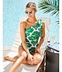 Alex Marie Signature Sculpt Nouveau Tropical One Shoulder One Piece Swimsuit, Color:Green - Image 3