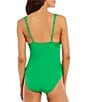 Color:Emerald Green - Image 2 - Signature Sculpt Solid Plunge Ring One Piece Swimsuit