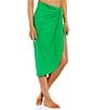 Color:Emerald Green - Image 1 - Solid Twist Wrap Pareo Swimsuit Cover Up