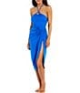 Color:Cobalt Blue - Image 3 - Solid Twist Wrap Pareo Swimsuit Cover Up