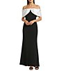Alex Marie Stacy Off-the-Shoulder Crepe Contrast Bow Dress - Image 1