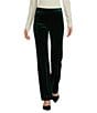 Alex Marie Stretch Velvet High Rise Flat Front Flare Long Length Coordinating Pant, Color:Emerald - Image 1