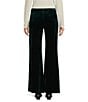 Alex Marie Stretch Velvet High Rise Flat Front Flare Long Length Coordinating Pant, Color:Emerald - Image 2