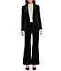 Alex Marie Stretch Velvet High Rise Flat Front Flare Long Length Coordinating Pant, Color:Emerald - Image 3