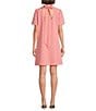 Alex Marie Sylvia Crepe Short Sleeve Mock Neck Dress, Color:Pink Petal - Image 2