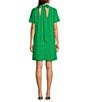 Alex Marie Sylvia Crepe Short Sleeve Mock Neck Dress, Color:Bright Green - Image 2