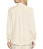 Color:Ivory - Image 2 - Sylvie Satin Point Collar Self-Tie Bow Detail Long Sleeve Button Front Blouse
