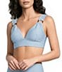 Gibson & Latimer Textured Banded Triangle Bralette Tortoise Ring Swim Top - Image 4