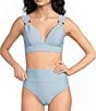 Gibson & Latimer Textured Banded Triangle Bralette Tortoise Ring Swim Top - Image 6