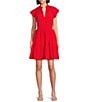 Color:Cherry - Image 1 - Vanya V-Neck Short Sleeve Dress