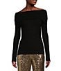 Alex Marie Whitney Ribbed Knit Folded Off-the-Shoulder Long Sleeve Sweater - Image 1