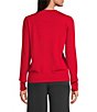 Alex Marie Wool Blend Knit Merry Script Crew Neck Long Sleeve Pullover Sweater, Color:Crimson - Image 2