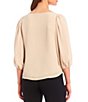 Color:Sand - Image 2 - Woven Georgette Boat Neck 3/4 Sleeve Lori Blouse