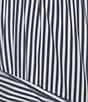 Color:Navy Stripe - Image 3 - x Brrr° Everly Pin-Stripe V-Neck Puff Sleeve Midi Dress