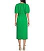 Color:Emerald - Image 2 - x Brrr° Everly V-Neck Puff Sleeve Midi Dress
