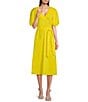 Color:Lemon - Image 1 - x Brrr° Everly V-Neck Puff Sleeve Midi Dress