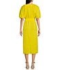 Color:Lemon - Image 2 - x Brrr° Everly V-Neck Puff Sleeve Midi Dress
