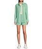 Color:Emerald Stripe - Image 5 - x Brrr° Layla Pin Stripe Coordinating Pull On Shorts