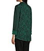 Ali Miles Abstract Dotted Mock Neck Elbow Sleeve Zip-Front Tunic, Color:Emerald - Image 4