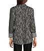 Ali Miles Abstract Dotted Mock Neck Elbow Sleeve Zip-Front Tunic, Color:Black/White Print - Image 3