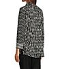 Ali Miles Abstract Dotted Mock Neck Elbow Sleeve Zip-Front Tunic, Color:Black/White Print - Image 5