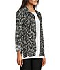 Ali Miles Abstract Dotted Mock Neck Elbow Sleeve Zip-Front Tunic, Color:Black/White Print - Image 6