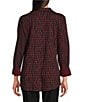 Ali Miles Abstract Dotted Mock Neck Elbow Sleeve Zip-Front Tunic, Color:Cranberry - Image 2