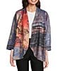 Ali Miles Abstract Multi Media Open Front Jacket, Color:Abstract Multi - Image 1