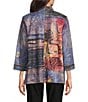 Ali Miles Abstract Multi Media Open Front Jacket, Color:Abstract Multi - Image 2