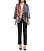 Ali Miles Abstract Multi Media Open Front Jacket, Color:Abstract Multi - Image 3