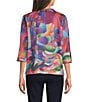 Ali Miles Abstract Multi Print Wire Collar 3/4 Sleeve Button-Front Jacket - Image 2