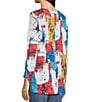 Color:Abstract Multi - Image 5 - Abstract Print Knit Round Neck 3/4 Sleeve Tunic