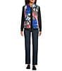 Ali Miles Abstract Print Reversible Mock Neck Sleeveless Zip Front Vest, Color:Multi - Image 3