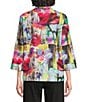 Ali Miles Abstract Print Stand Collar 3/4 Sleeve Button Front Jacket, Color:Multi - Image 2