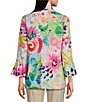 Ali Miles Abstract Wire Collar 3/4 Sleeve Button-Front Jacket, Color:Abstract Multi - Image 2