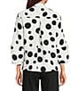 Ali Miles All-Over Dot Print Banded Collar 3/4 Sleeve Hi-Low Hem Button Front Blouse - Image 2