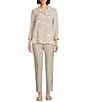 Ali Miles All-Over Geo Print Point Collar 3/4 Cinched Sleeve Button Front Tunic, Color:Khaki - Image 3